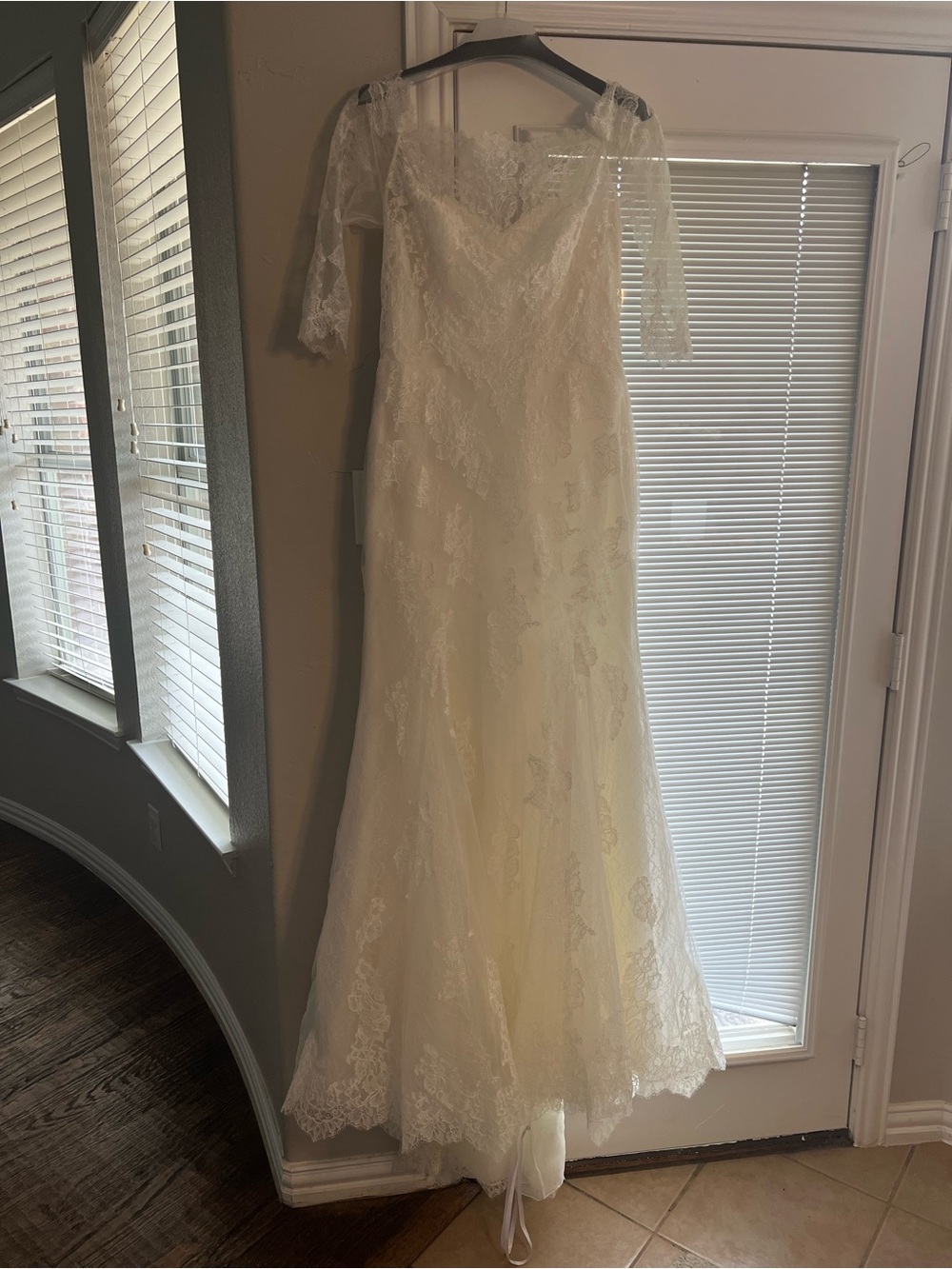 Lace Mermaid Wedding Dress with Illusion Sleeves - Ivory